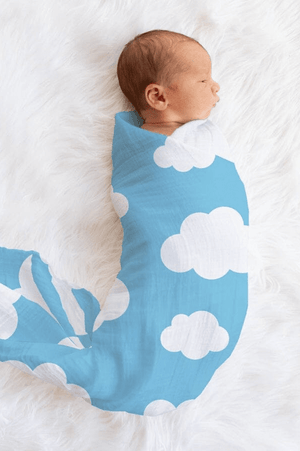 Muslin Swaddle Baby Blanket - Blue Skies Swaddle Blanket Geople 