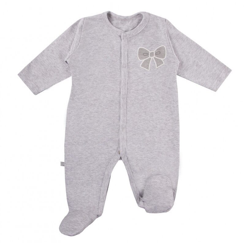 3 Pack Footed Sleepsuits, Bows, Grey Sleepsuit / Babygrow EEVI 