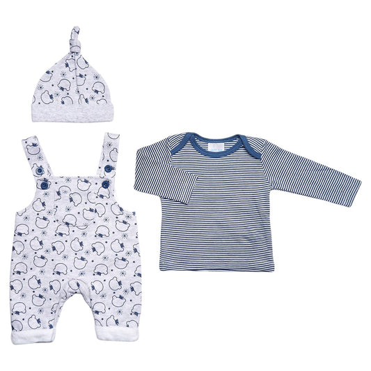 Teddy Prince 3 Piece Gift Set - Grey/Blue : Dungarees, Top & Hat Outift Just too Cute 