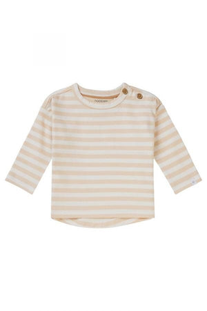 Long Sleeve Stripe Top, Biscotti - Organic Cotton Top / T-shirt Noppies 