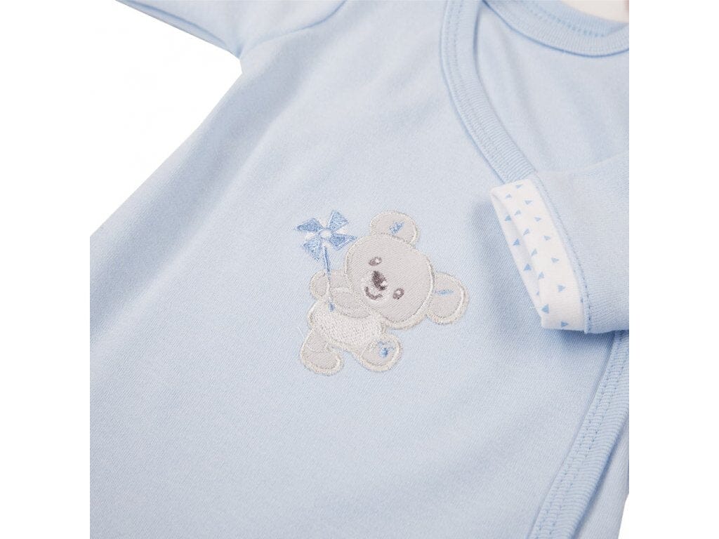 Early Baby Bodysuit, Embroidered Bear Design - Blue Bodysuit / Vest EEVI 