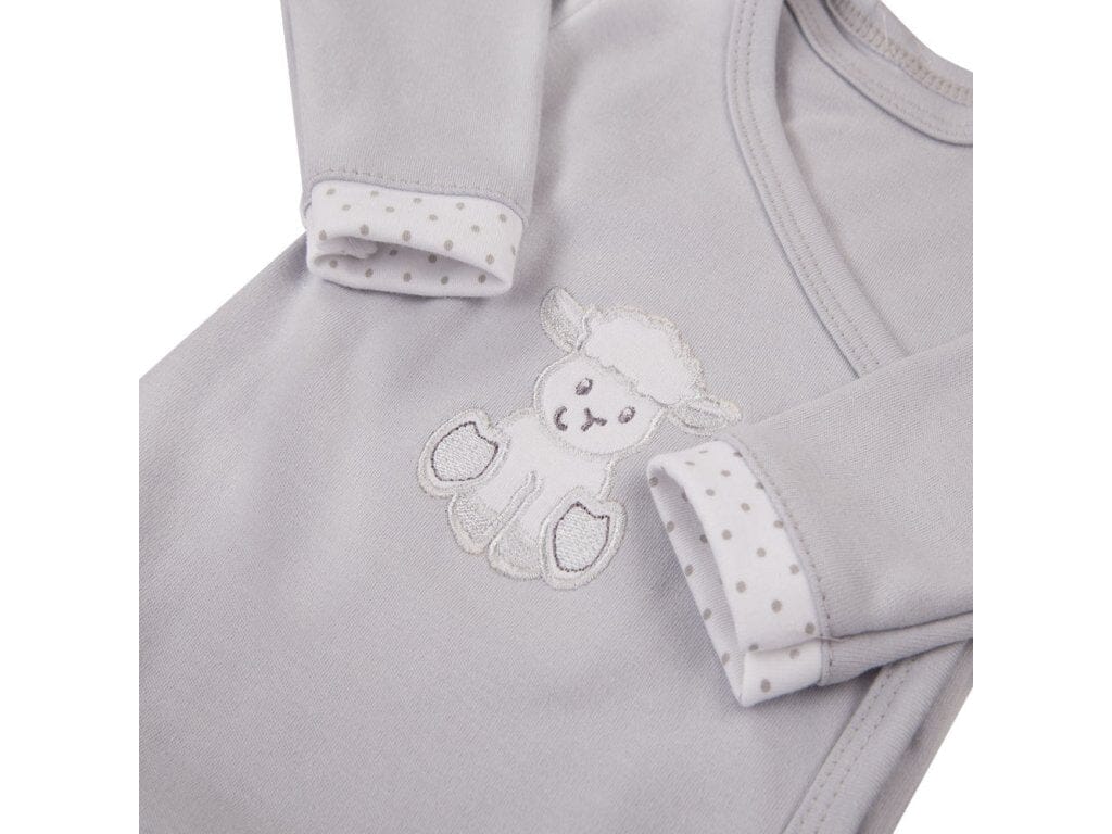 Early Baby Bodysuit, Embroidered Lamb Design - Grey Bodysuit / Vest EEVI 