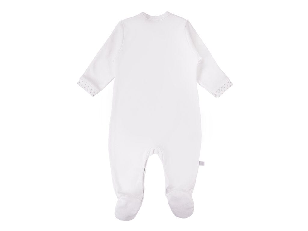 Tiny Baby Footed Babygrow, Embroidered Chick - White Sleepsuit / Babygrow EEVI 