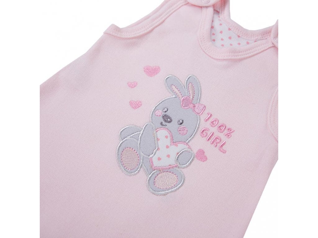 Early Baby Top & Bunny Footed Dungarees Set - Pink Dungaree EEVI 