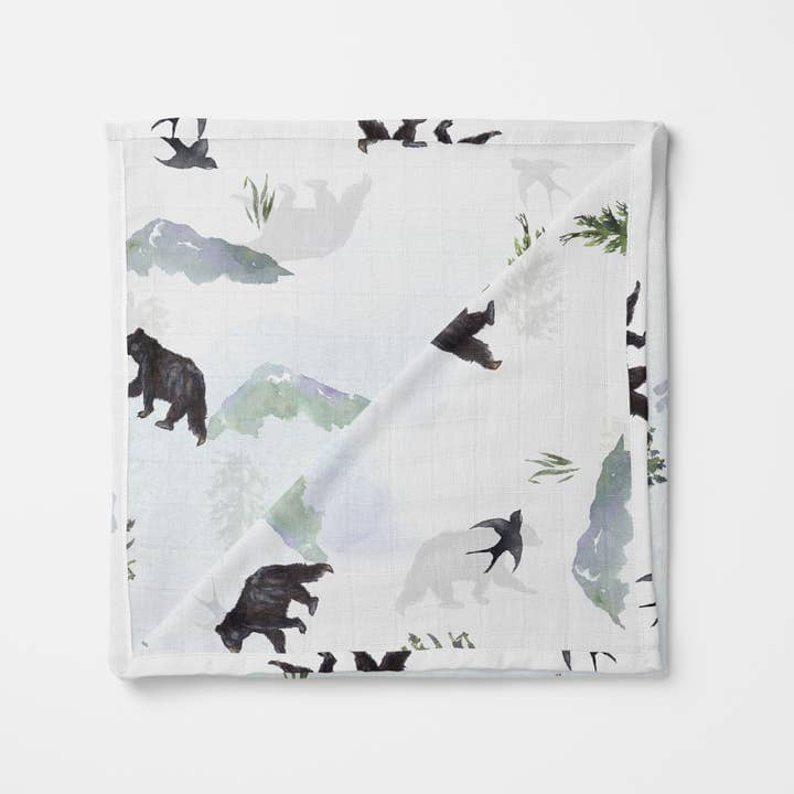 Muslin Swaddle Blanket, Organic - Bears Swaddle Blanket Banks-Lyon Botanical 