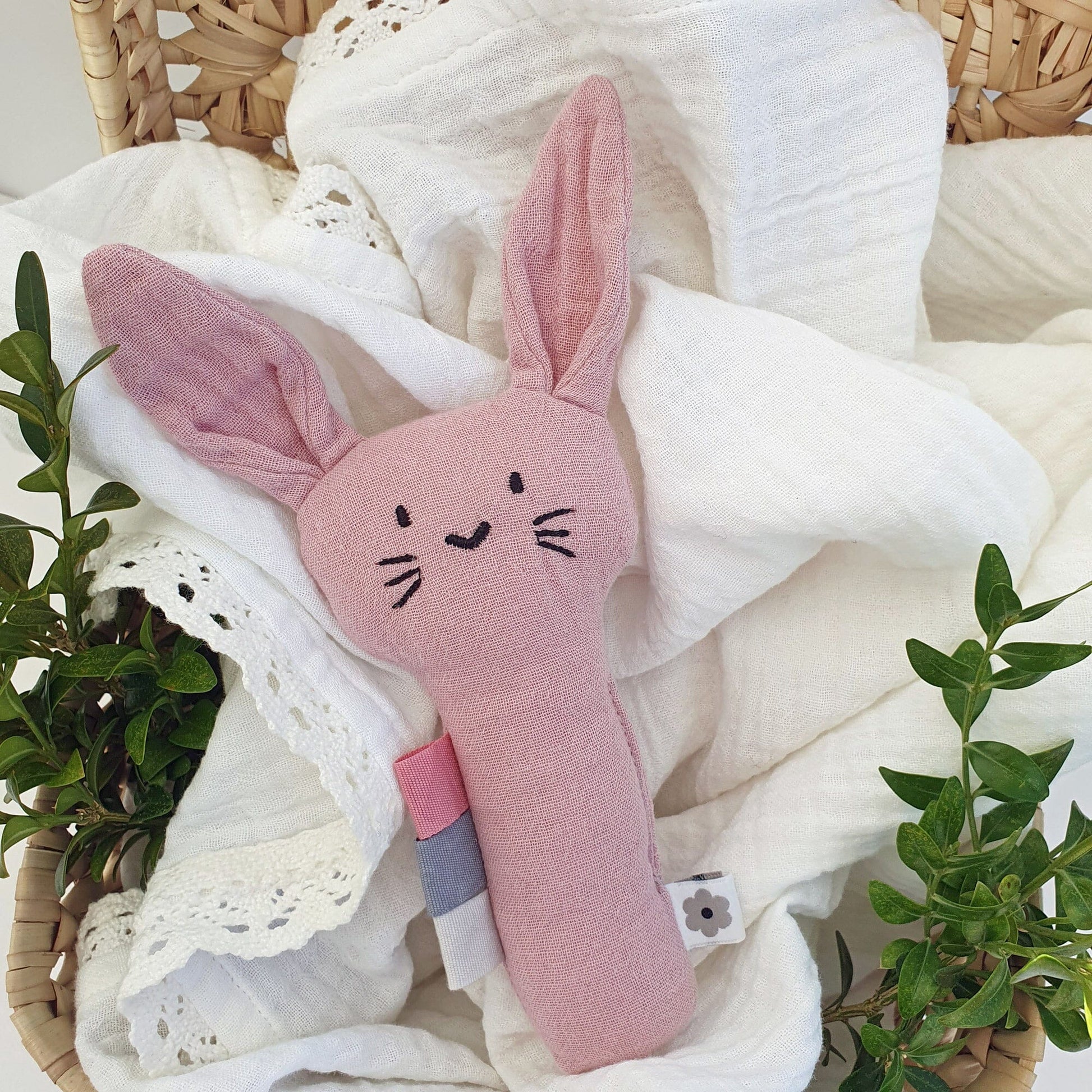 Soft Rabbit Rattle - Dusky Pink Rattle Summerville 