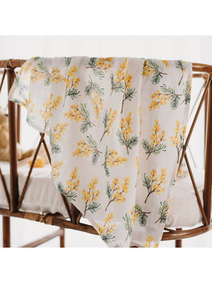 Muslin Swaddle Baby Blanket, Organic - Mimosa Flowers Swaddle Blanket Geople 