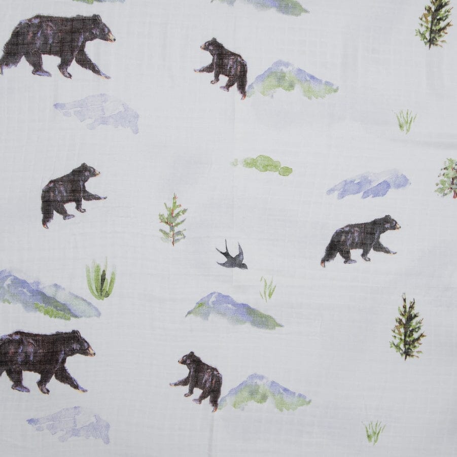 Muslin Swaddle Blanket, Organic - Bears Swaddle Blanket Banks-Lyon Botanical 