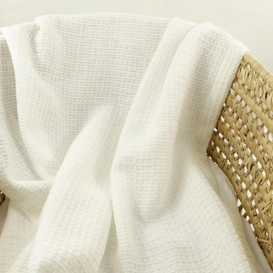 100% Pure Cotton White Waffle Blanket - 90cm x 75cm Muslin Muslinz 