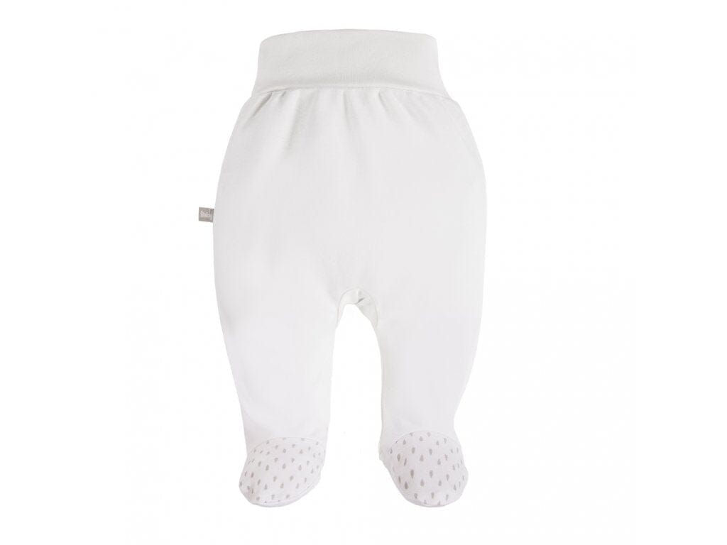 Early Baby Footed Trousers, Embroidered Chick On The Rear - White Trousers / Leggings EEVI 