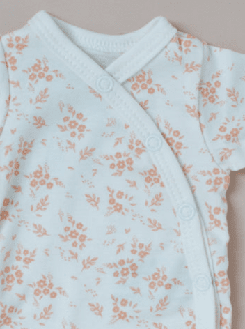 Bodysuit, Apricot Floral, Premium 100% Organic Cotton Bodysuit / Vest Tiny & Small 