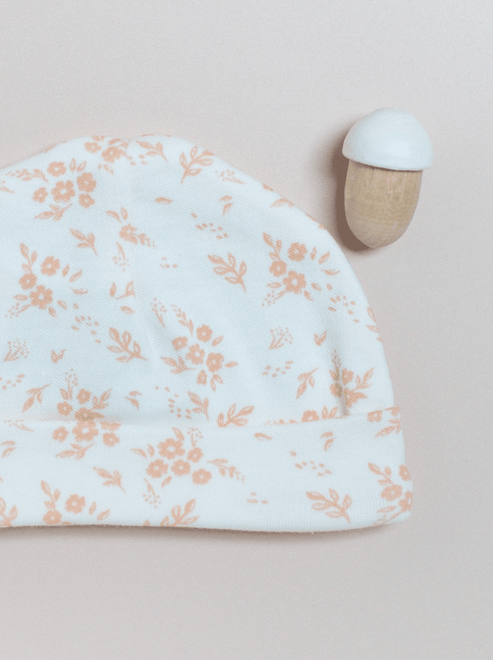 Premature Baby Hat, Apricot Floral, Premium 100% Organic Cotton Hat Tiny & Small 