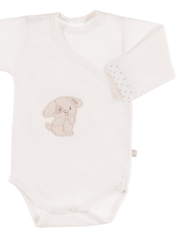 Early Baby Bodysuit, Embroidered Puppy Design - Cream Bodysuit / Vest EEVI 
