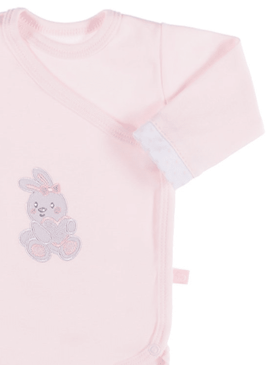 Early Baby Bodysuit, Embroidered Bunny Rabbit Design - Pink Bodysuit / Vest EEVI 