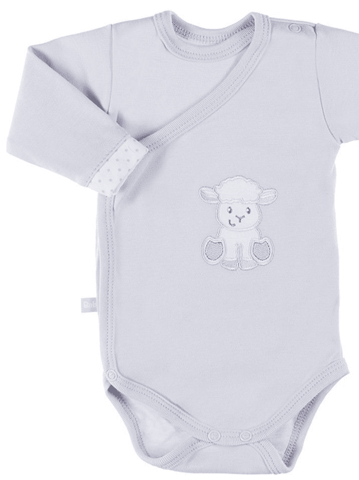 Early Baby Bodysuit, Embroidered Lamb Design - Grey Bodysuit / Vest EEVI 