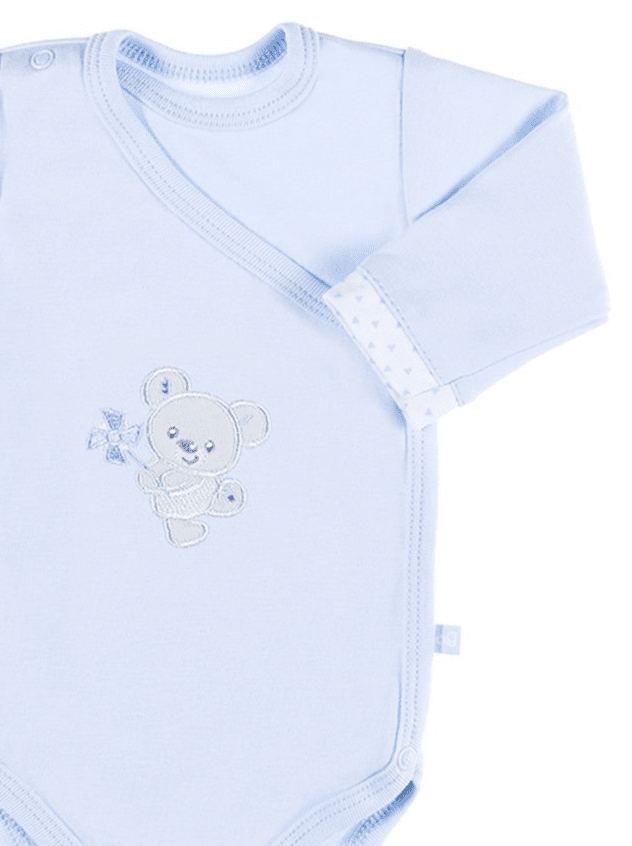 Early Baby Bodysuit, Embroidered Bear Design - Blue Bodysuit / Vest EEVI 