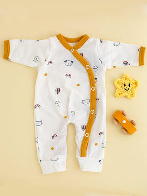 Prem Baby Sleepsuit, Pet Pals - Mustard Sleepsuit / Babygrow Tiny & Small 