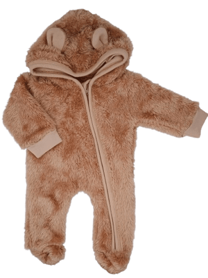 Brown Bear Fluffy Pramsuit Snowsuit / Pramsuit Little Lumps 