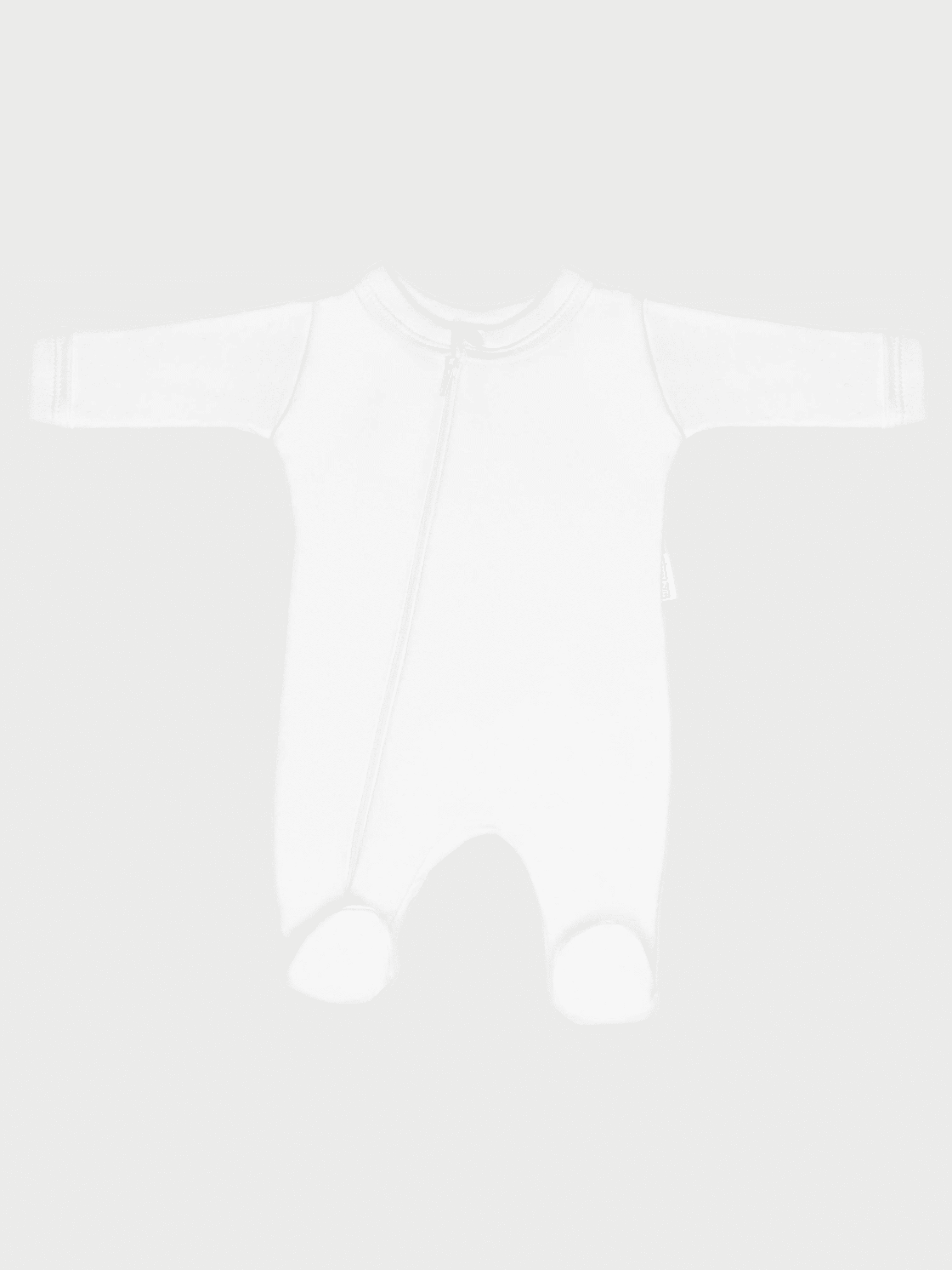 100% Cotton Footed Zip Up Sleepsuit - White Sleepsuit / Babygrow Little Lumps 