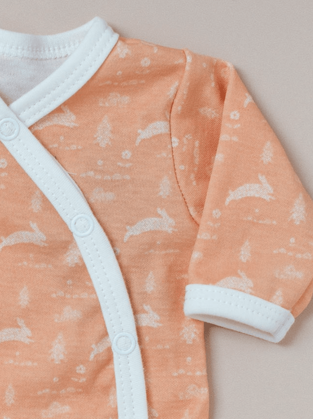 Prem Sleepsuit, Leaping Bunnies, Premium 100% Organic Cotton Sleepsuit / Babygrow Tiny & Small 