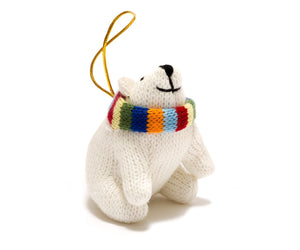 Knitted Polar Bear Christmas Tree Decoration toy Best Years 