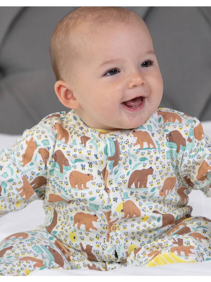 Piccalilly Footed Sleepsuit - Bears - Organic & Fair Trade Sleepsuit / Babygrow Piccalilly 