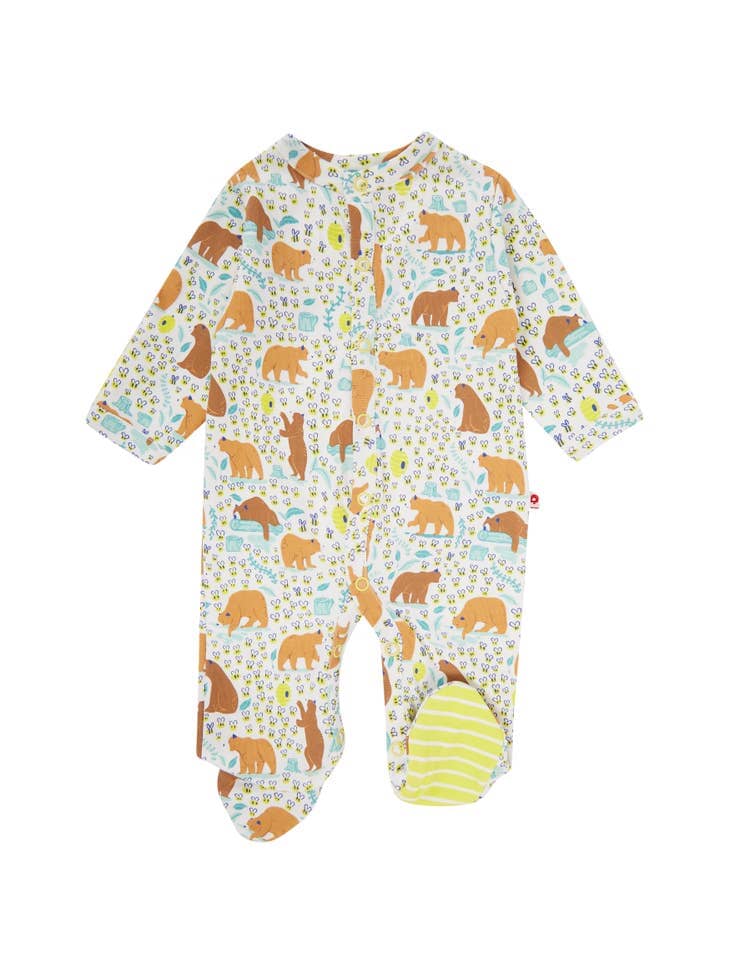 Piccalilly Footed Sleepsuit - Bears - Organic & Fair Trade Sleepsuit / Babygrow Piccalilly Newborn 