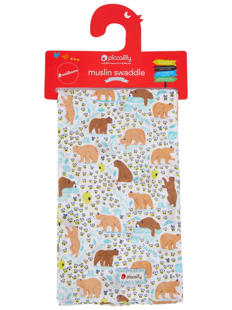 Piccalilly Muslin Swaddle - Bears Swaddle Blanket Piccalilly 