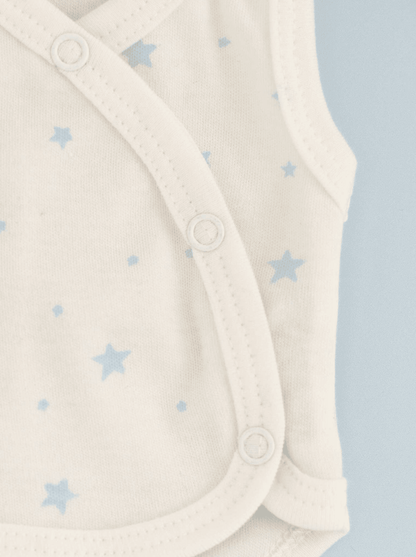 Incubator Vest, Blue Stars, Premium 100% Organic Cotton Bodysuit / Vest Tiny & Small 