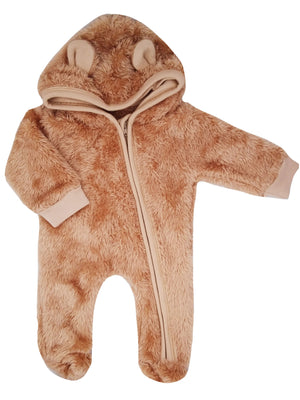 Brown Bear Fluffy Pramsuit Snowsuit / Pramsuit Little Lumps 