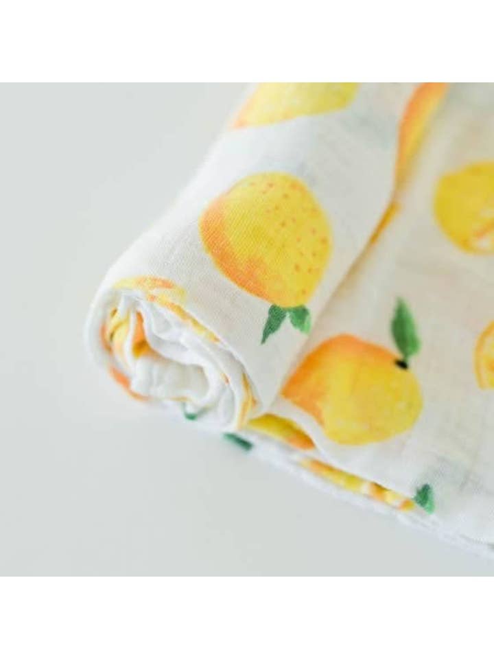 Muslin Swaddle Baby Blanket, Organic - Lemon Swaddle Blanket Geople 