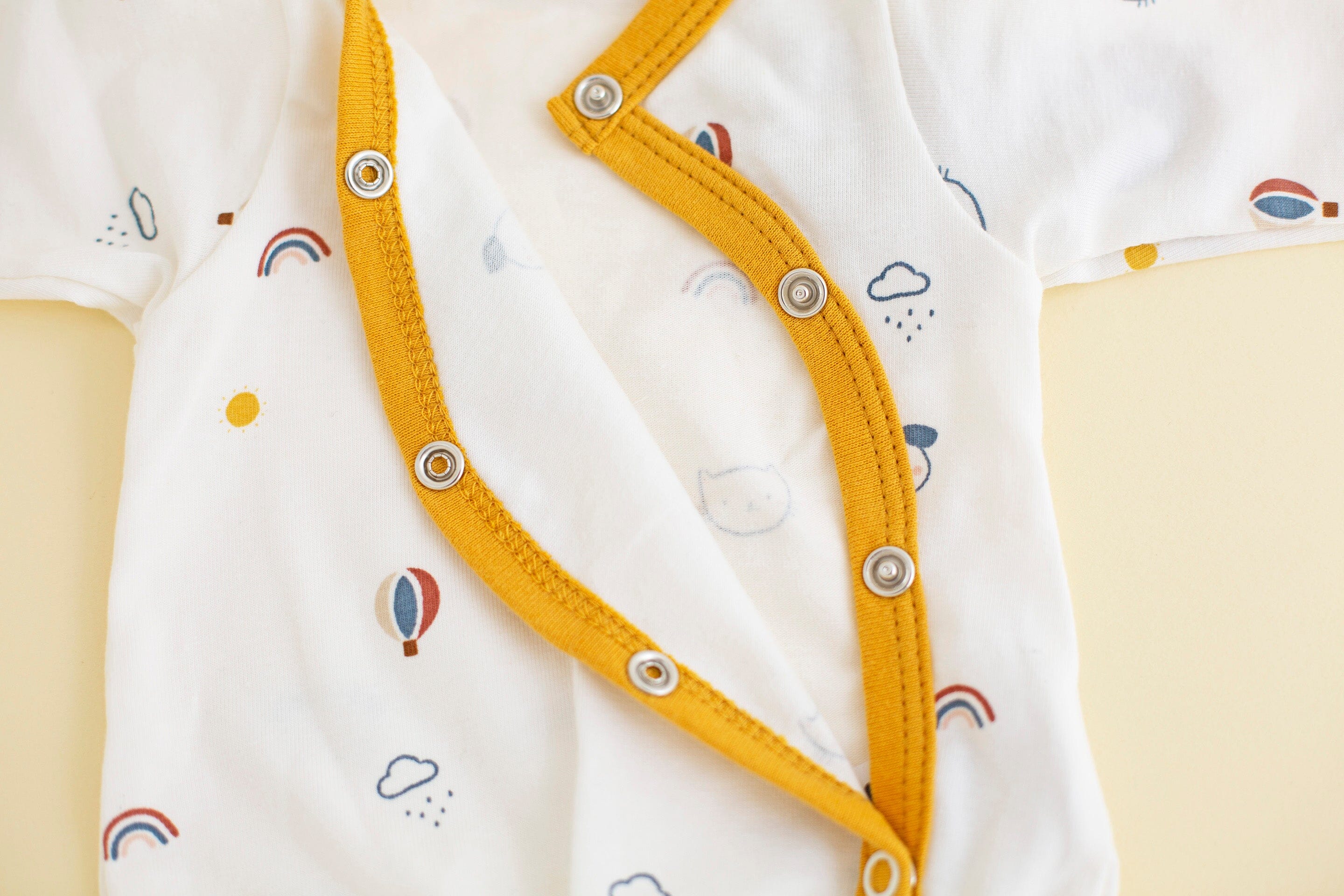 Prem Baby Sleepsuit, Pet Pals - Mustard Sleepsuit / Babygrow Tiny & Small 
