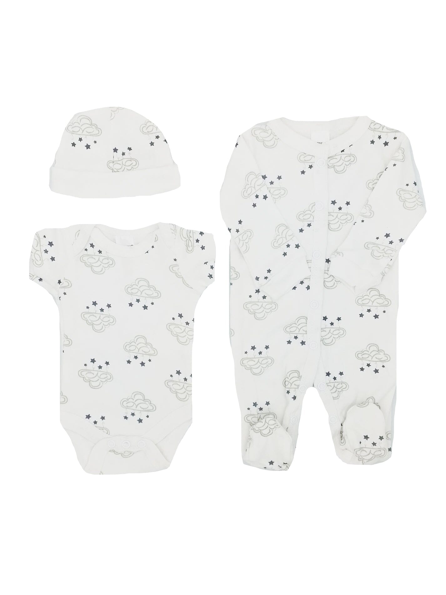 Cloud & Stars Bundle - Vest, Sleepsuit & Hat Outift Soft Touch 