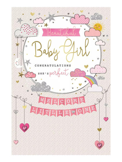 Cards & Message Cards & Gift Wrap Little Mouse Baby Clothing & Gifts Welcome Little One - Baby Girl 