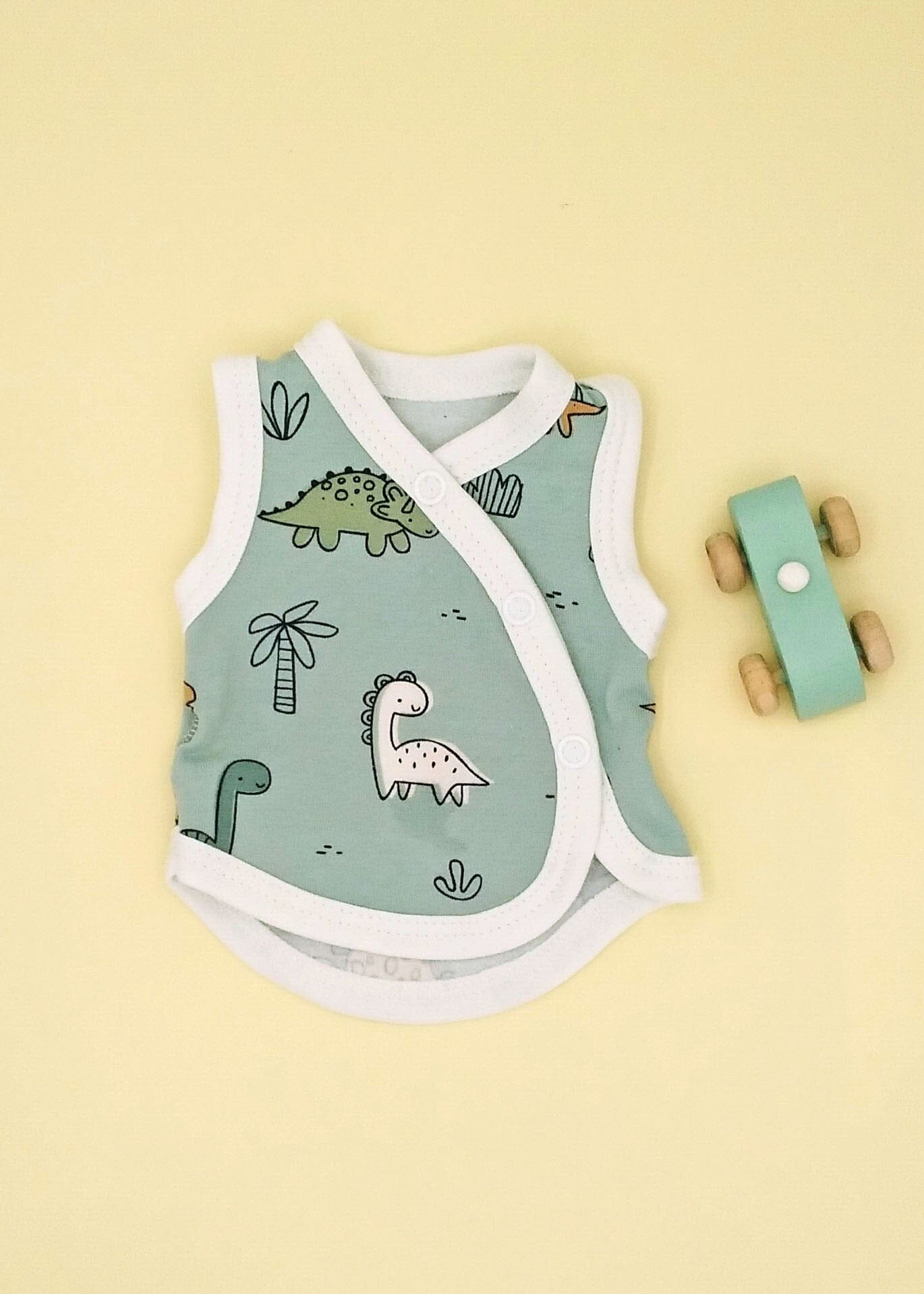 Incubator Vest, Dino Buddies, Teal Bodysuit / Vest Tiny & Small 