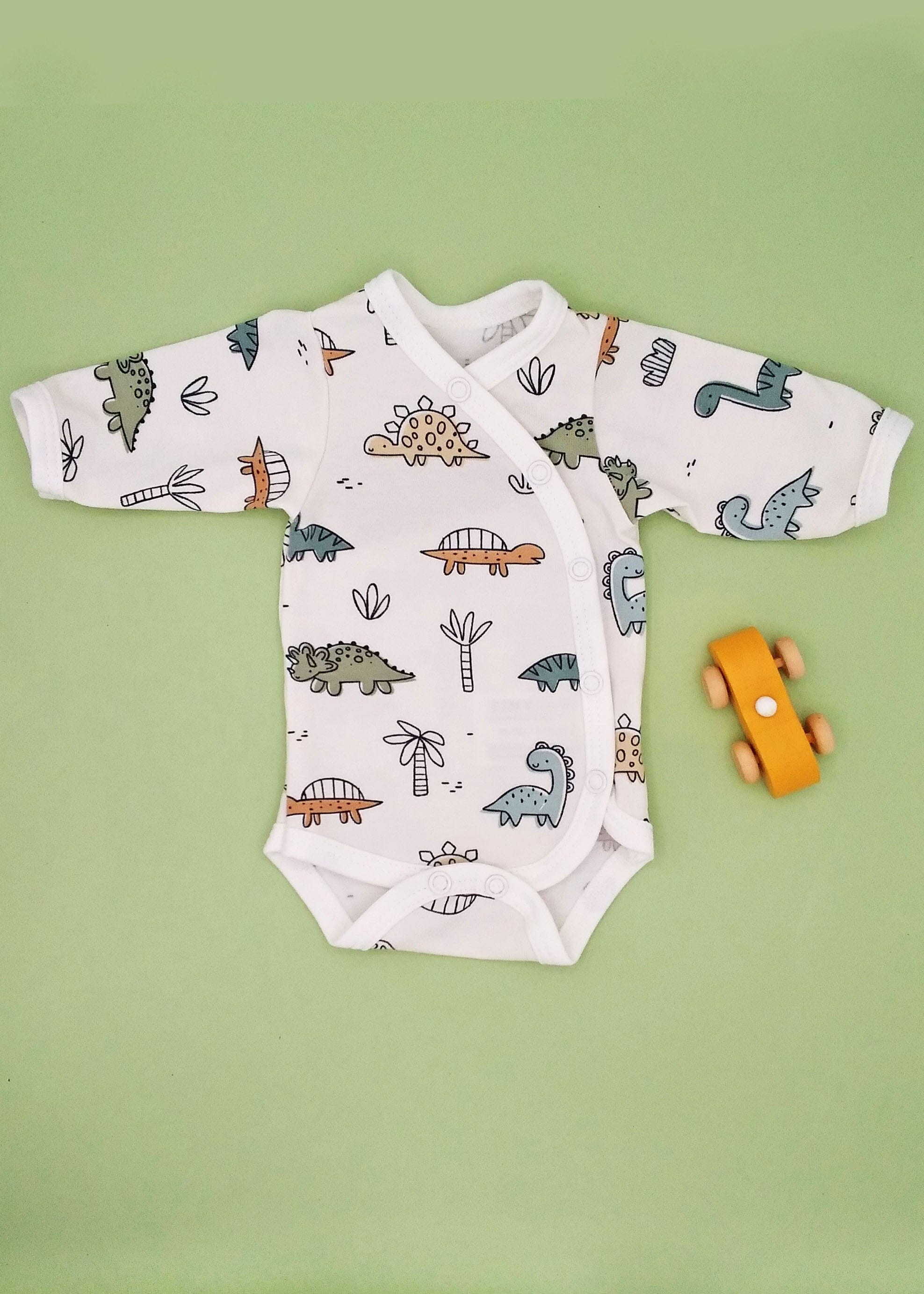 Bodysuit, Cream Dino Buddies, 100% Cotton Bodysuit / Vest Tiny & Small 