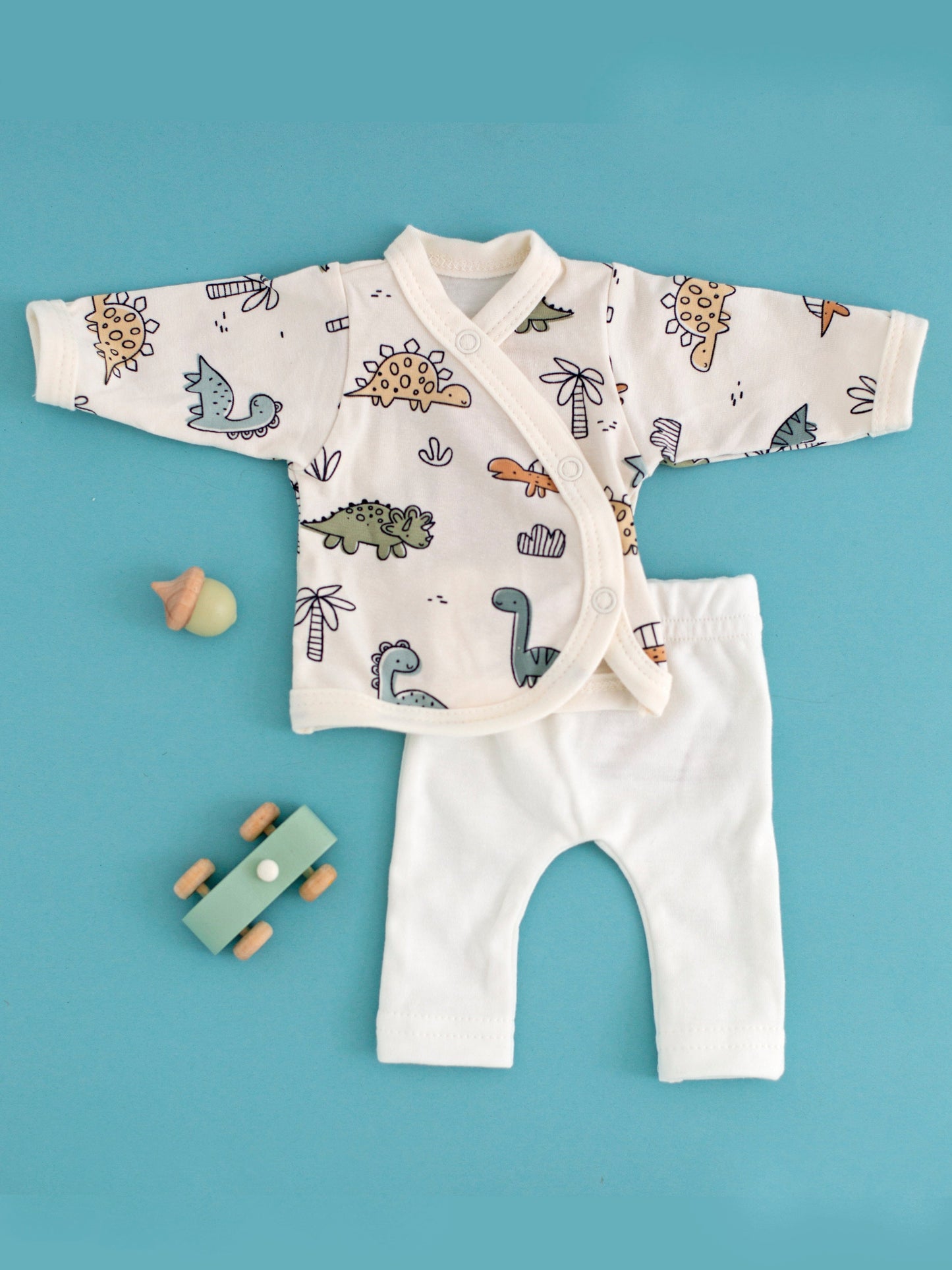 2 piece wrap top & trouser set, Dino Buddies Top & Trousers Tiny & Small 