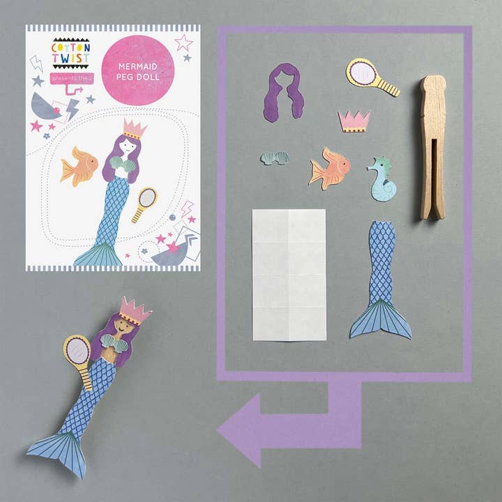 Make Your Own Mermaid Peg Doll Sibling Gifts Cotton Twist 