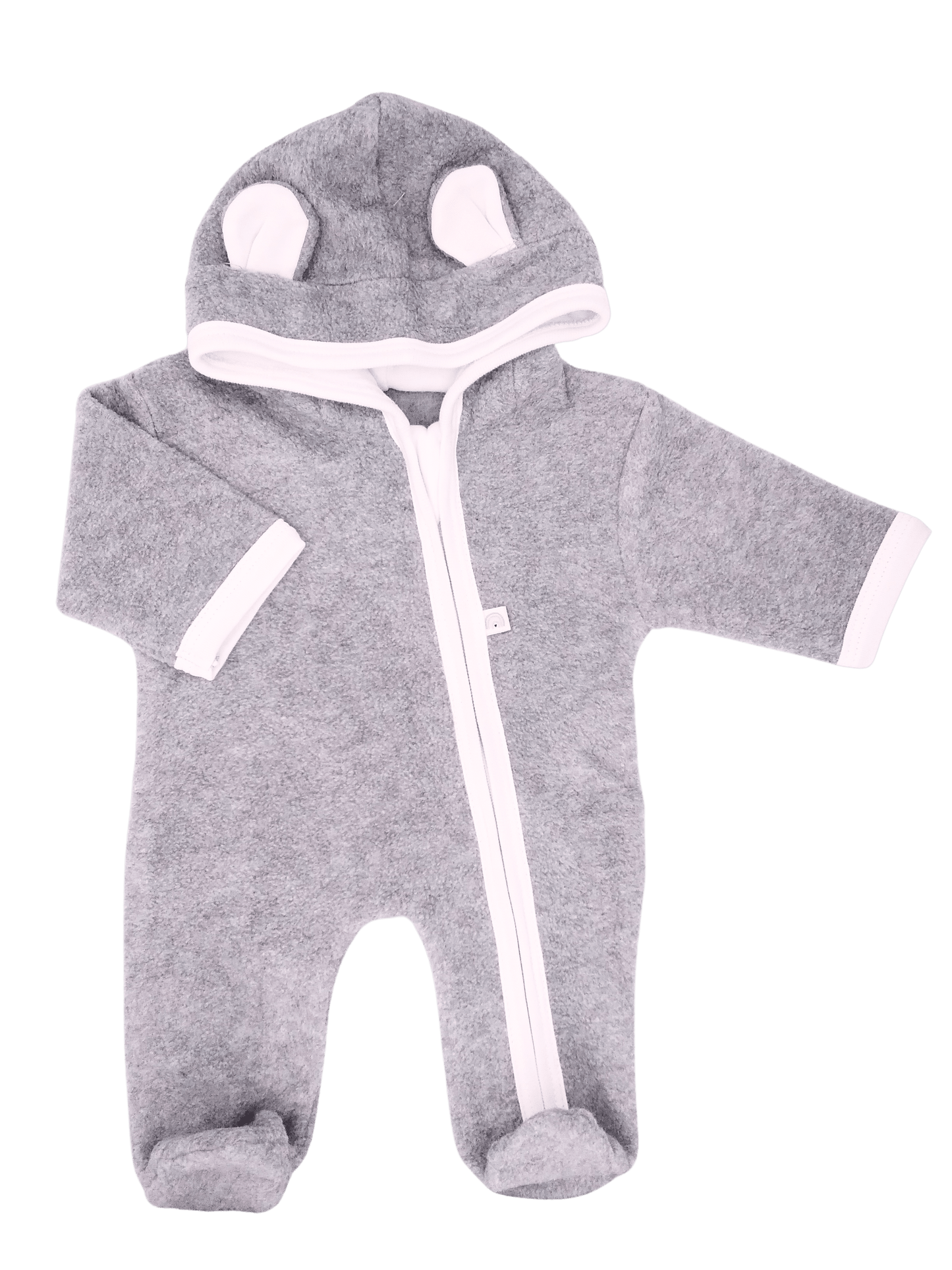 Grey Fleece Pramsuit Snowsuit / Pramsuit Little Lumps 