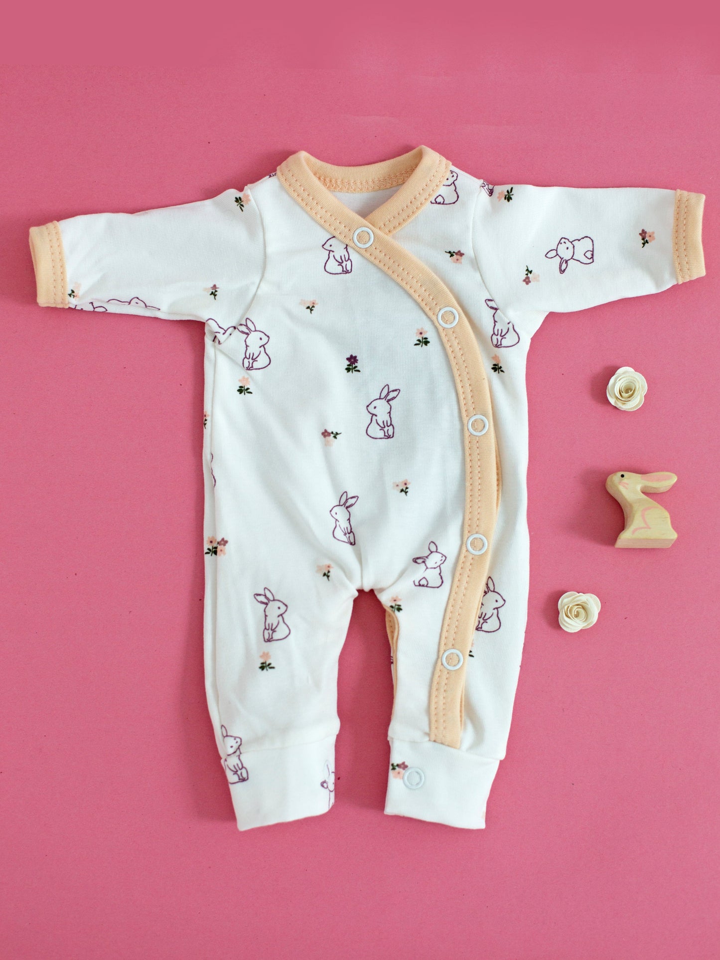 Prem Baby Sleepsuit, Flower Bunny Sleepsuit / Babygrow Tiny & Small 