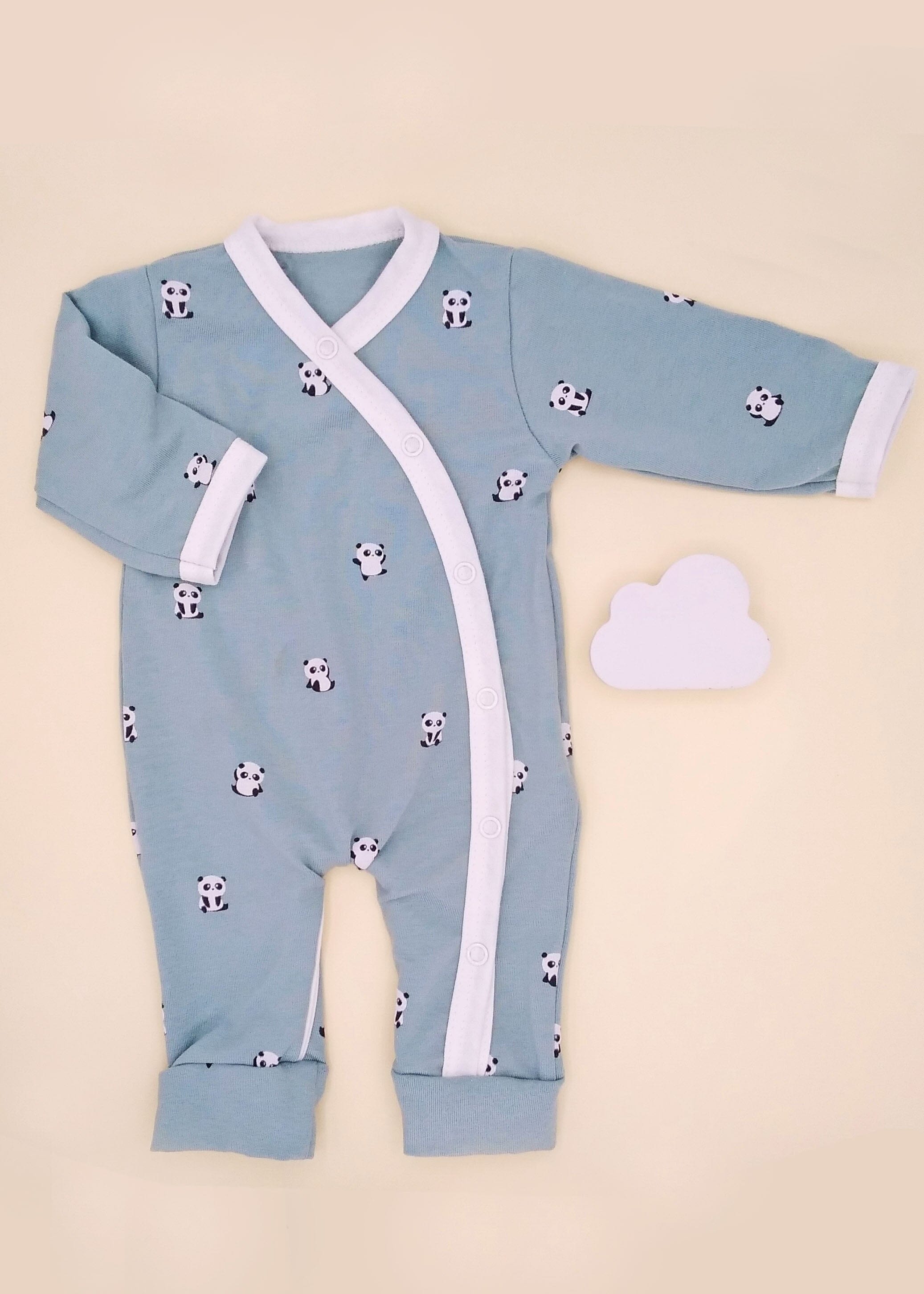 Prem Baby Sleepsuit, Panda Cuddles Sleepsuit / Babygrow Tiny & Small 