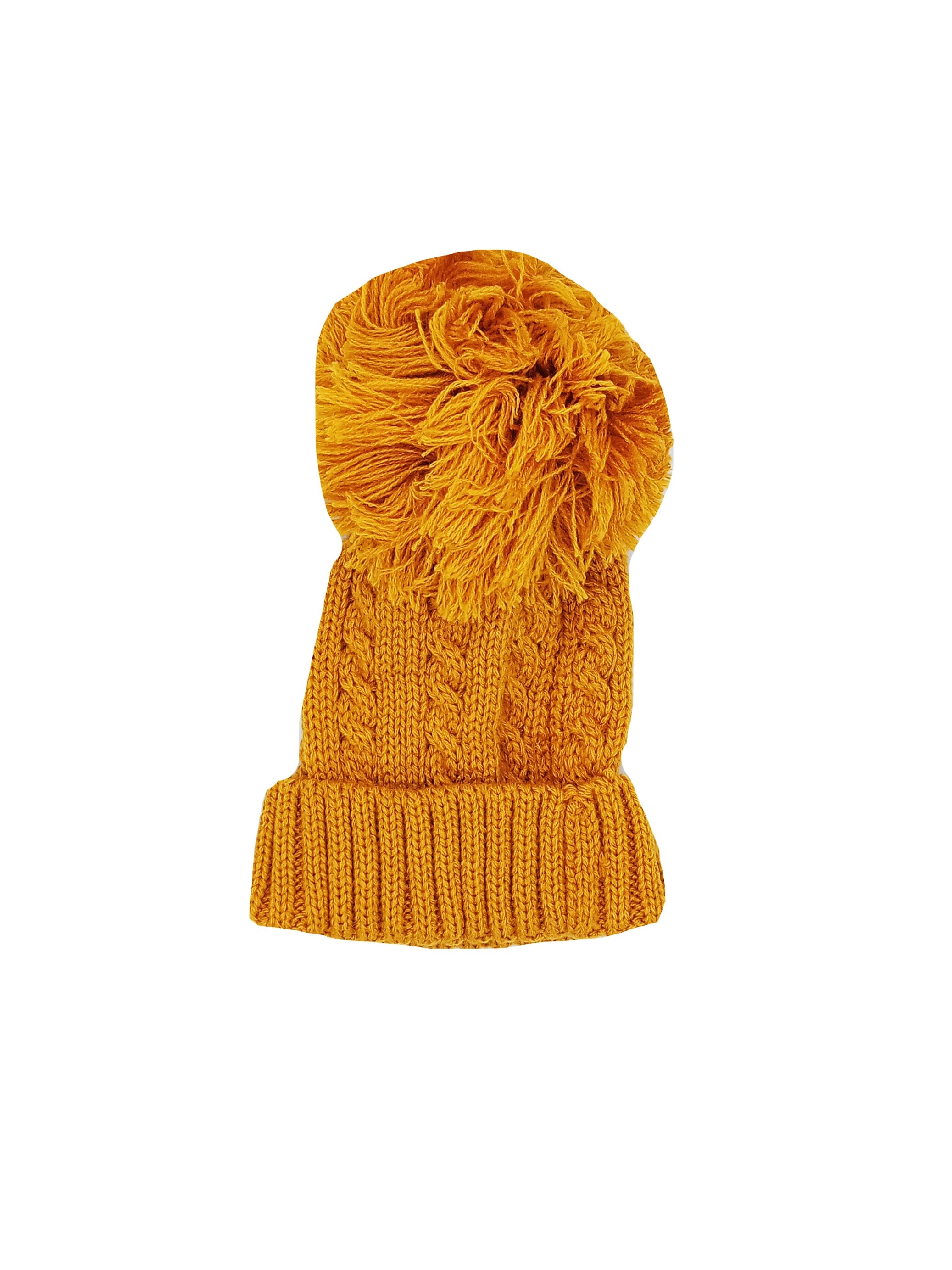 Mustard Cable Knitted Pom Pom Hat Hat Little Mouse Baby Clothing and Gifts Ltd 