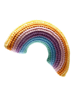 Pastel Crochet Rainbow Plush Toy Rattle Best Years 