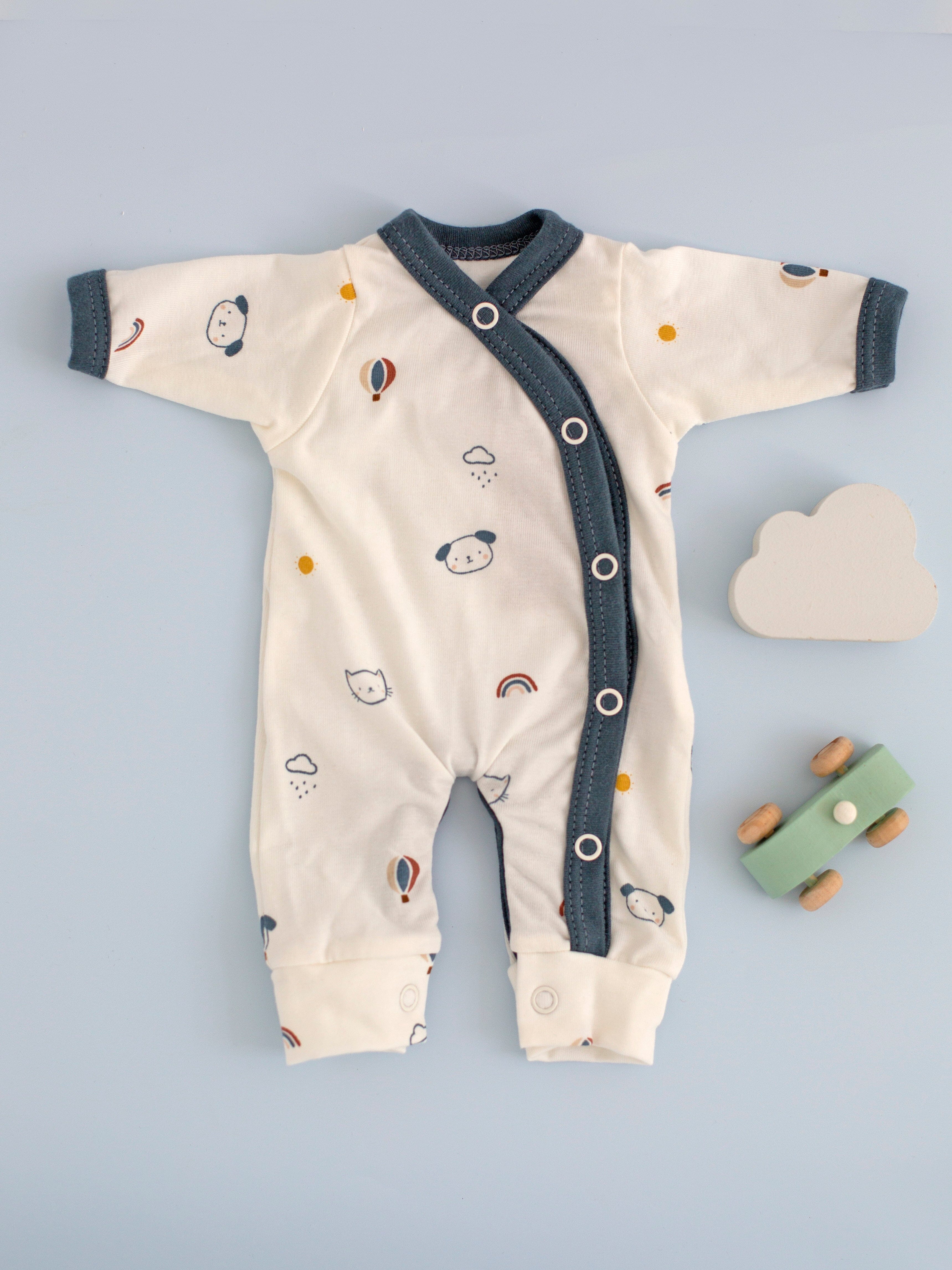 Prem Baby Sleepsuit, Pet Pals - Blue - Sleepsuit / Babygrow - Tiny & Small