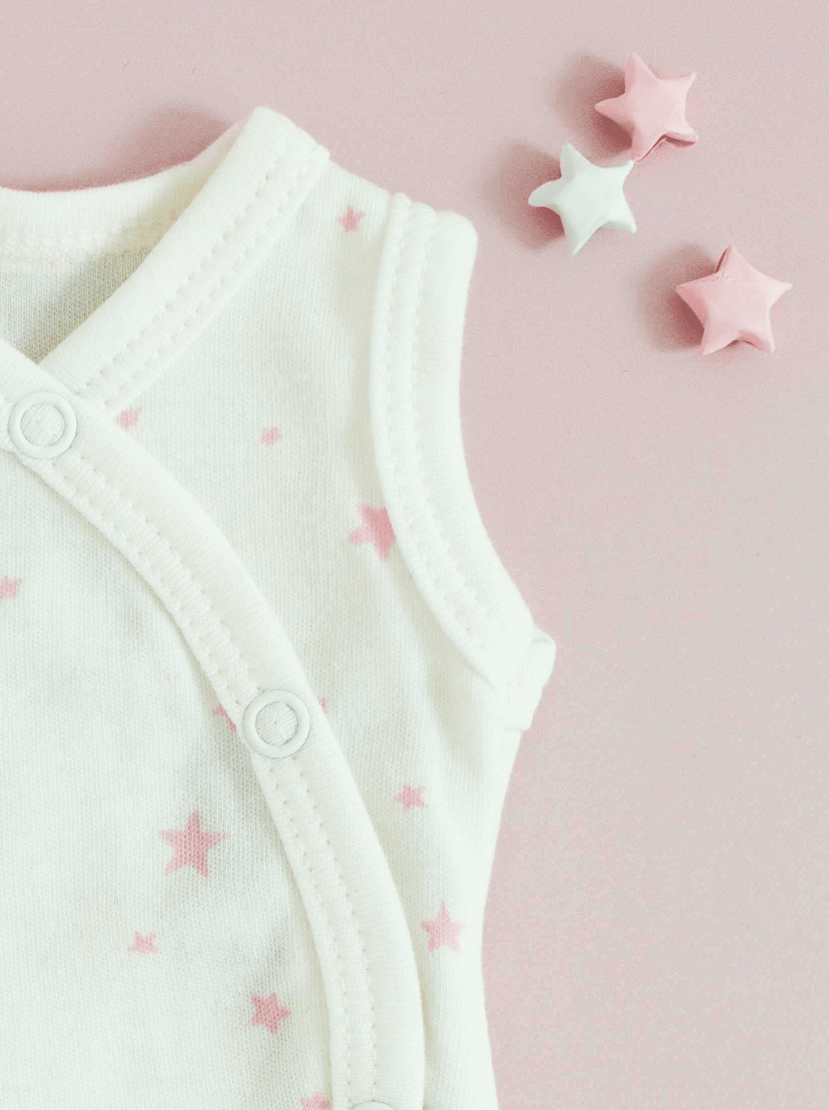 Incubator Vest, Pink Stars, Premium 100% Organic Cotton Bodysuit / Vest Tiny & Small 