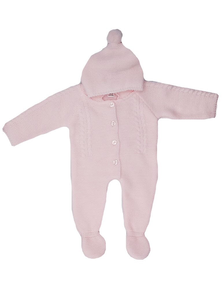 Pink Knitted Pramsuit With Hood Snowsuit / Pramsuit My Little Chick 