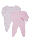 2 Pack Toadstool Sleepsuits - Pink Sleepsuit / Babygrow Tiny Baby 