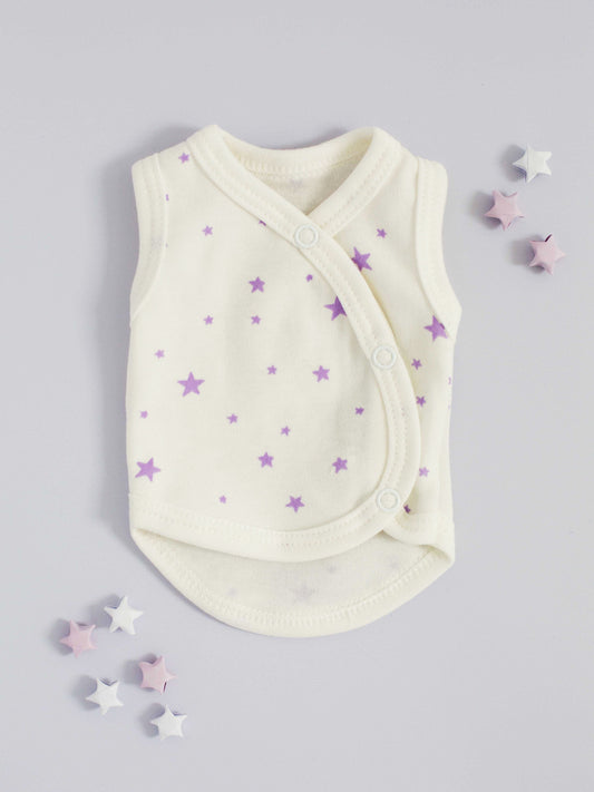 Incubator Vest, Purple Stars, Premium 100% Organic Cotton Bodysuit / Vest Tiny & Small 