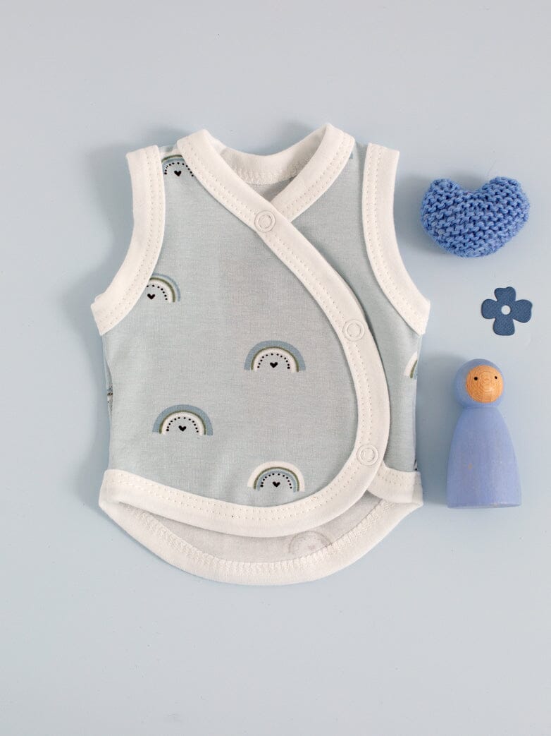 NICU Baby Incubator Vest, Baby Blue Rainbows Bodysuit / Vest Tiny & Small 