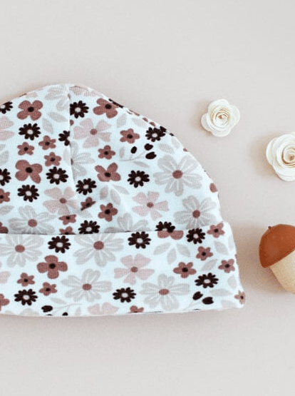 Preemie Round Hat, Ditsy Floral Hat Tiny & Small 